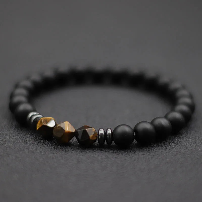 Bracelet homme pierre noir 
