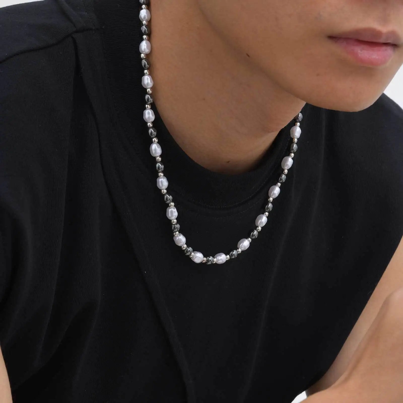 Collier_homme_argent_perle