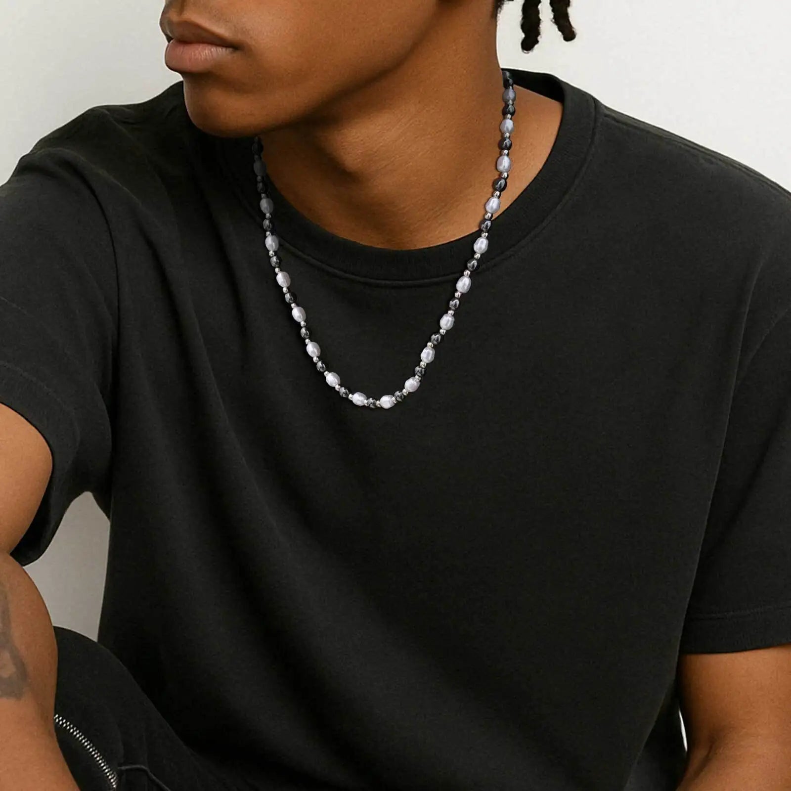 Collier_homme_argent_perle_1