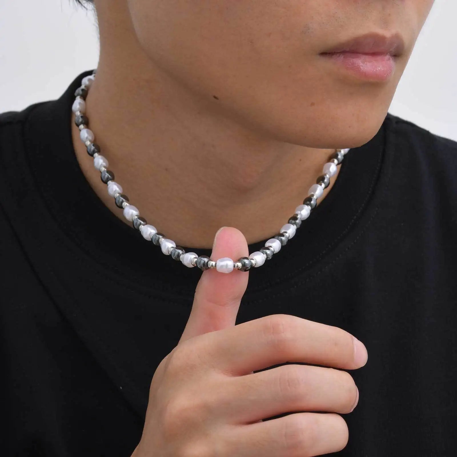 Collier_homme_argent_perle_2