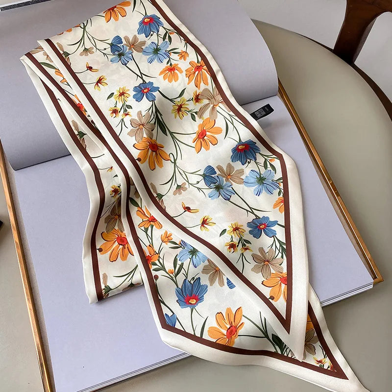 FOULARD FLEURIS FEMME BEIGE