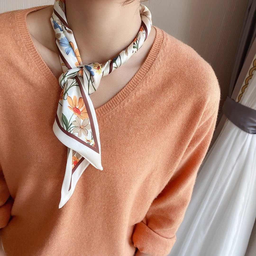FOULARD FLEURIS FEMME BEIGE