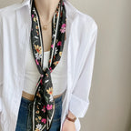 FOULARD FLEURIS FEMME NOIR