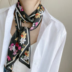 FOULARD FLEURIS FEMME NOIR 
