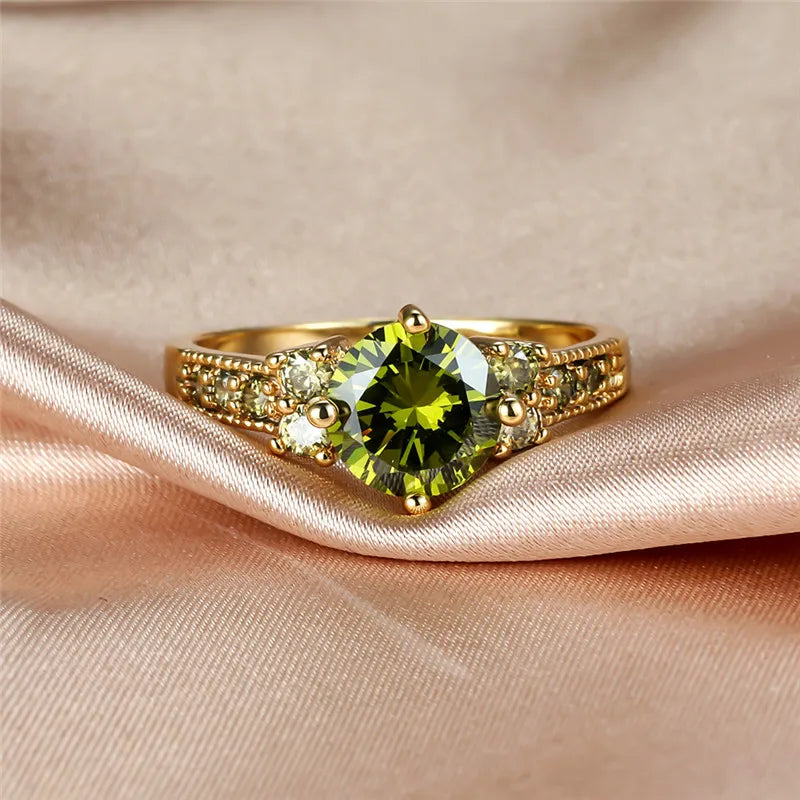 bague femme OR ET PIERRE VERTES