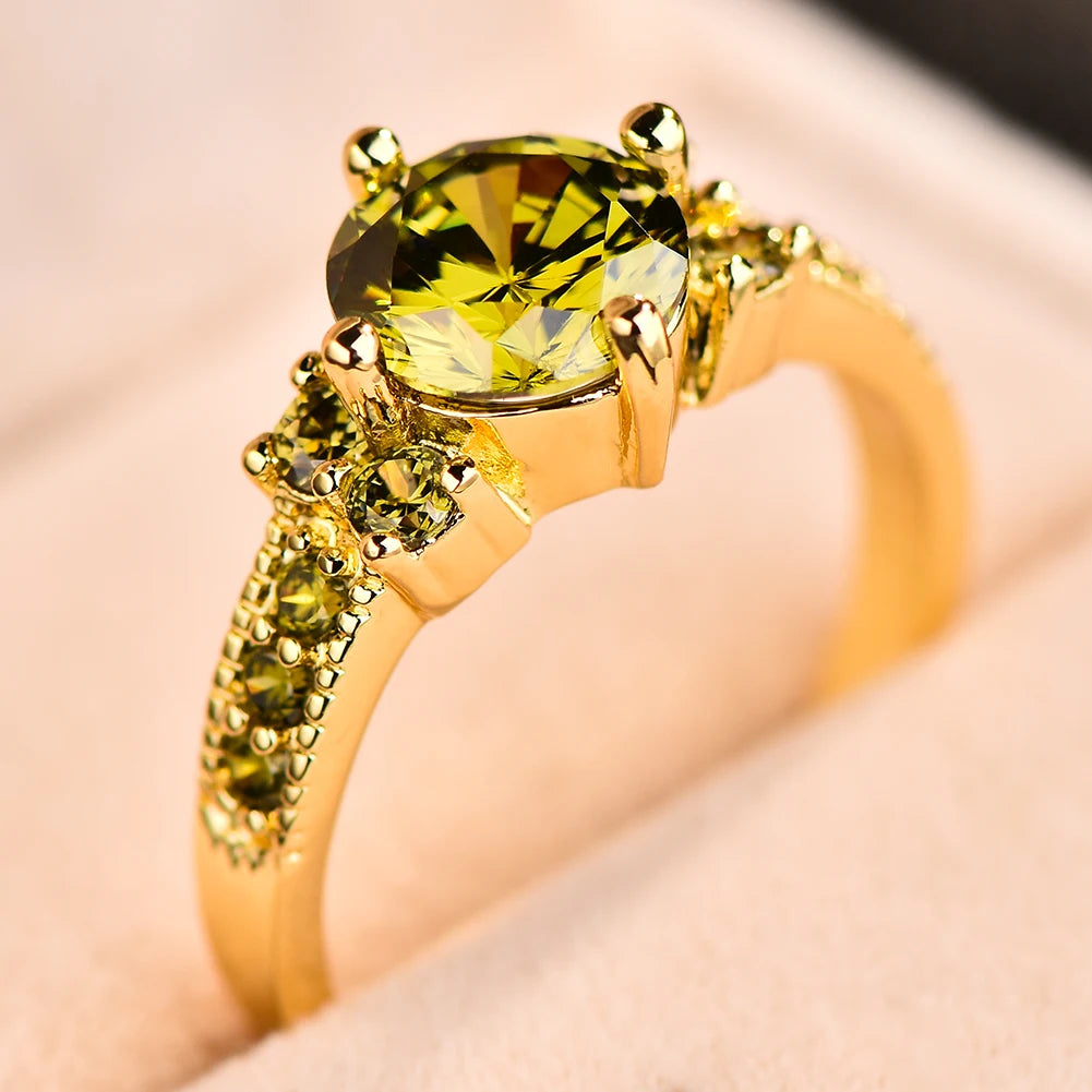 bague femme OR ET PIERRE VERTES