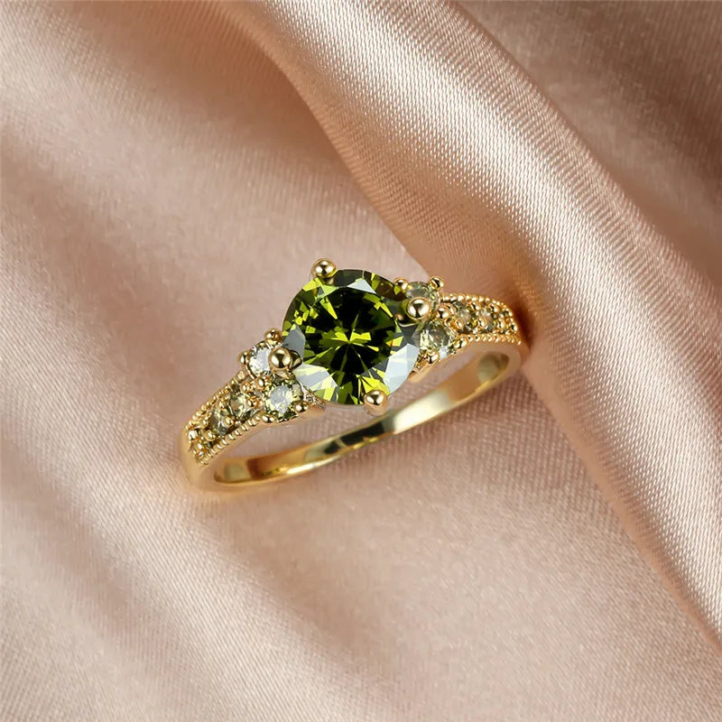 bague femme OR ET PIERRE VERTES
