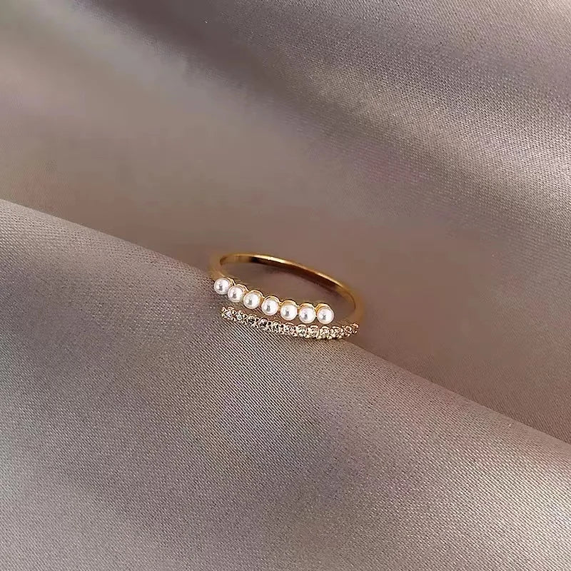 bague or  femme - perles