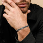 bracelet argent et noir homme