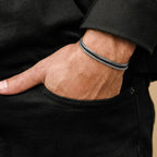 bracelet argent et noir homme