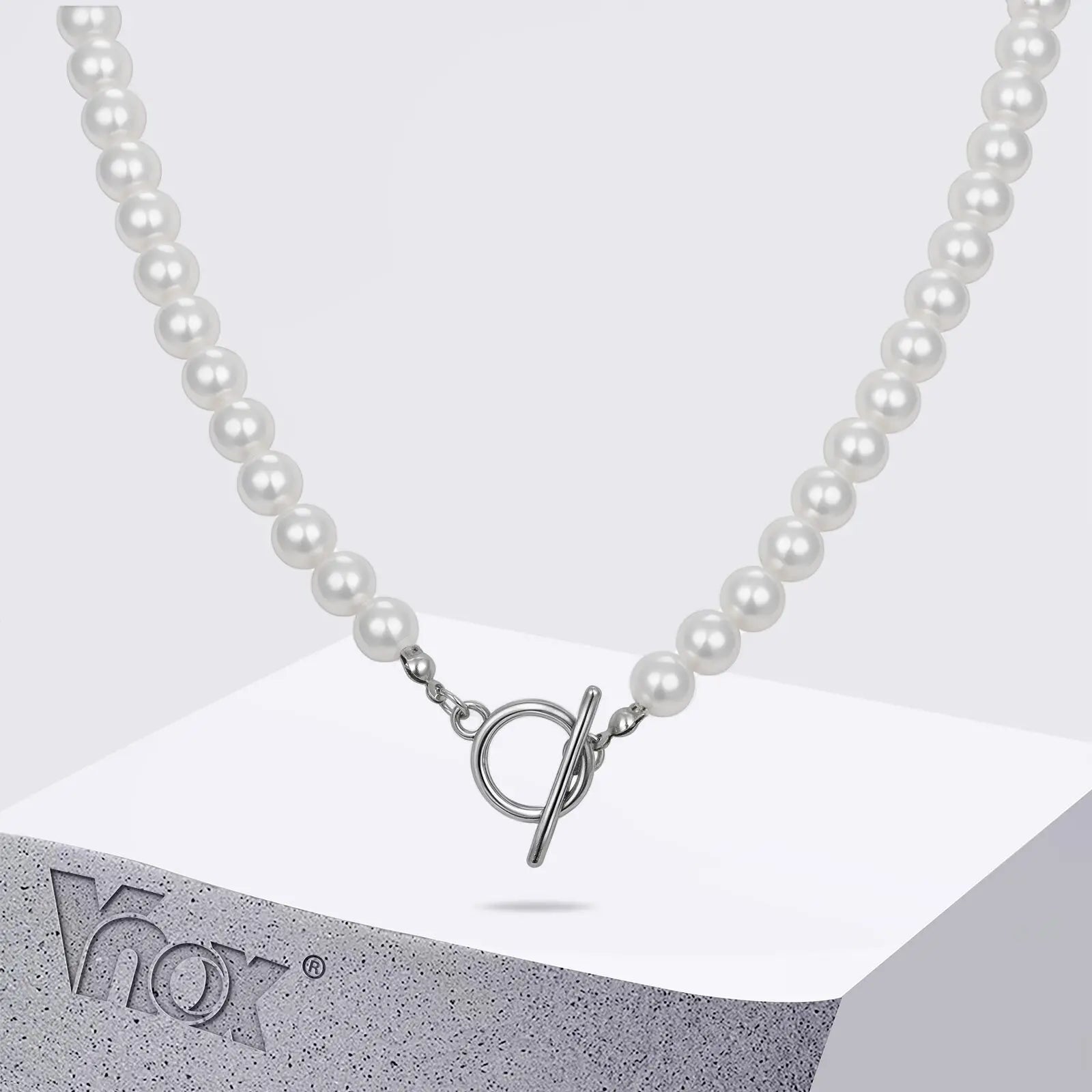 collier homme perles blanches élégant